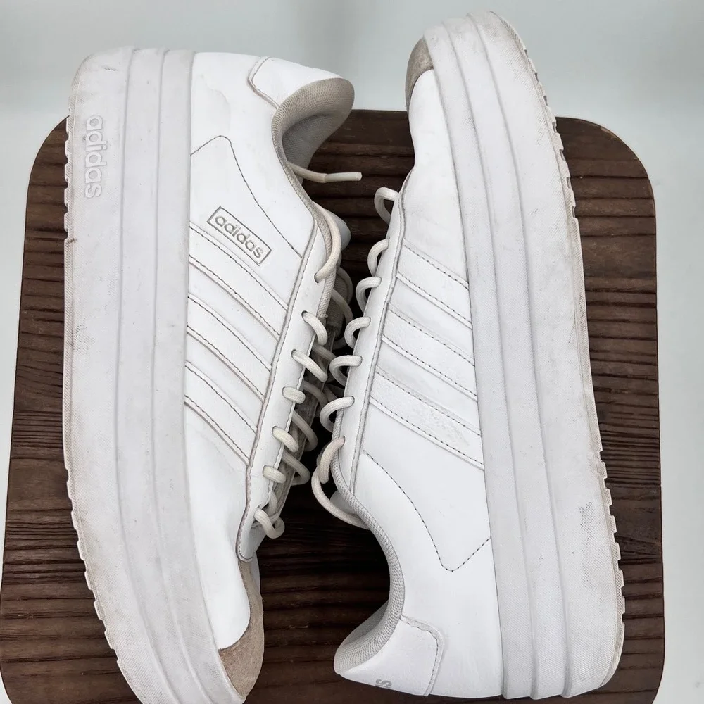 Adidas VL Court Bold White Wonder Quartz Platform Sneakers‎ Suede Size 9.5